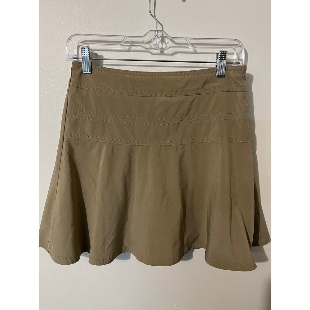 Athleta Womens Khaki Tan Hiking Golf Athletic Skort Size 2 Side Zip Pocket